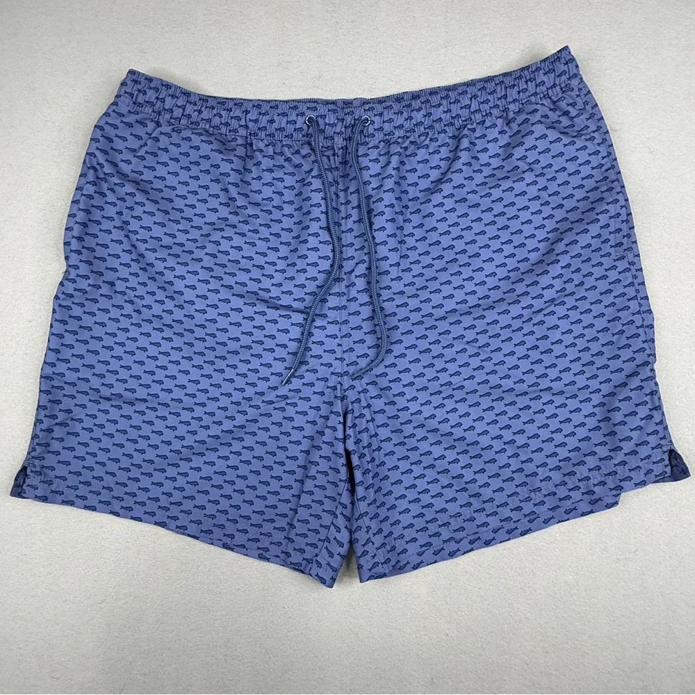 Vineyard Vines Whale Print Swim Trunks Mens XL Blue Mesh Lined Preppy